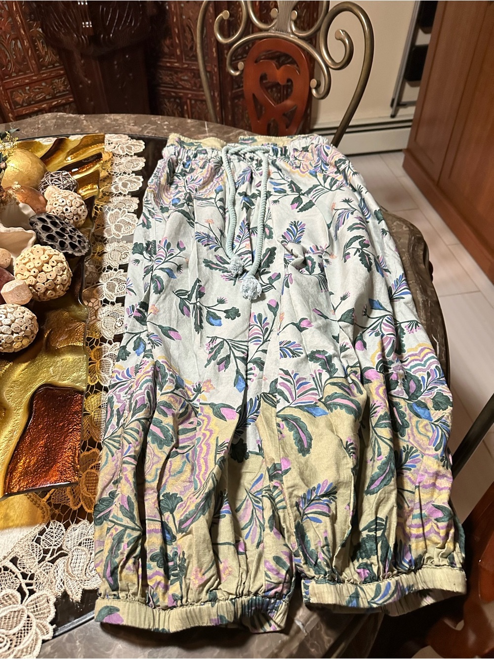 Free people Floral Drawstring baggy pants in Sage and Lavender new without tags - Picture 2 of 3